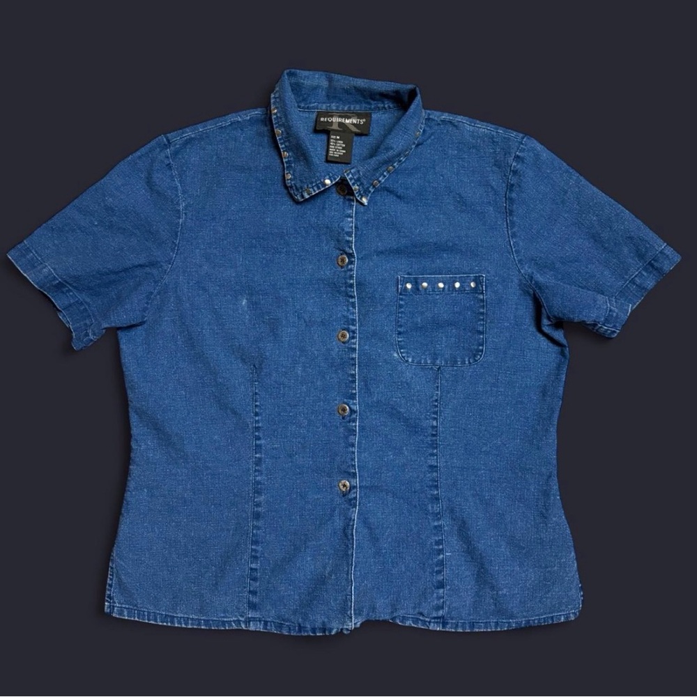Requirements Casual Blue Button Down Shirt